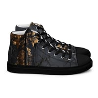 Image 14 of Gold and Black Tattered Texture Look Goth Inspired Women’s high top canvas shoes