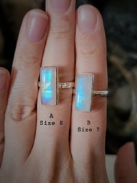 Image 4 of Sterling Silver Rectangle Moonstone Crystal Rings