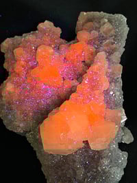 Image 9 of UV Calcite On Druzy Quartz Crystal Specimen #2205