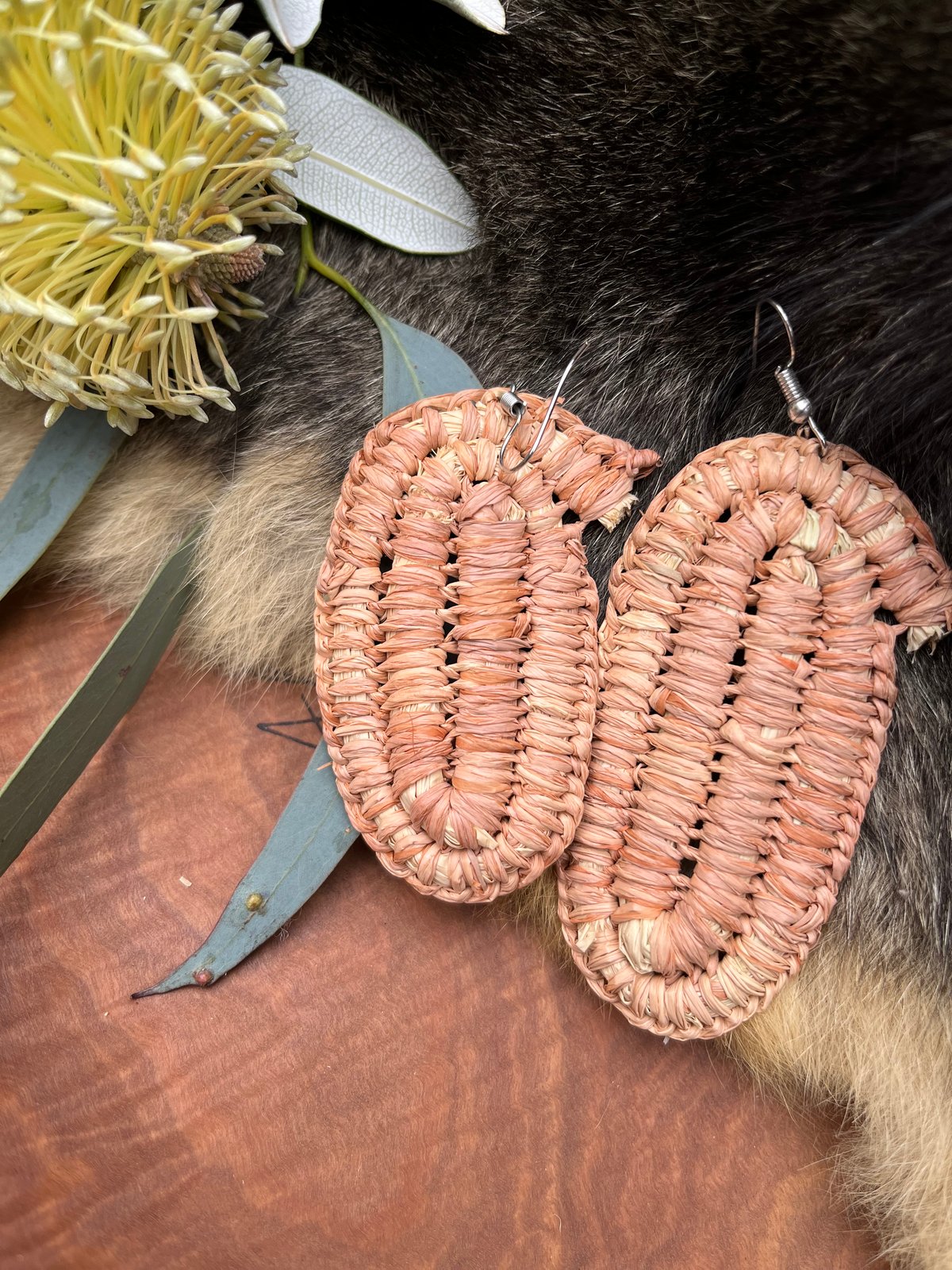 Raffia Double Loop Weave Earring  Blackspace Creative Arts and Cultural  Hub  Tasmanian Aboriginal Arts  Culture