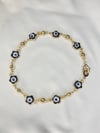 PROTECT ME Black Flower Evil Eye 14K Gold Plated Bracelet 