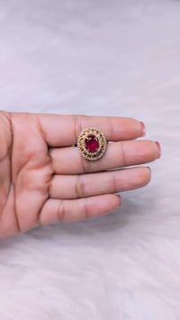 Image 4 of ADR45014_ Red Stone American Diamond Adjustable Ring