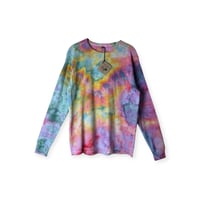 Image 1 of M Unisex Adult Waffle Long Sleeve Shirt in Candy Watercolor Ice Dye