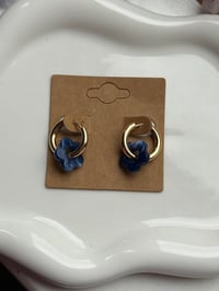 Image 2 of Blue Flower Huggies 18k Gold Plated