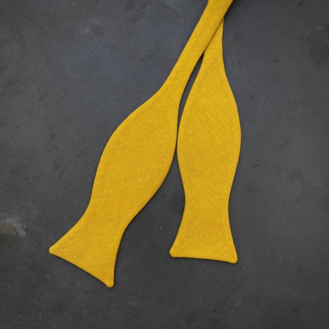 Mustard Linen Bow Tie