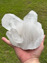 Image 1 of Natural Etched Faced Clear Quartz Points Cluster #2187