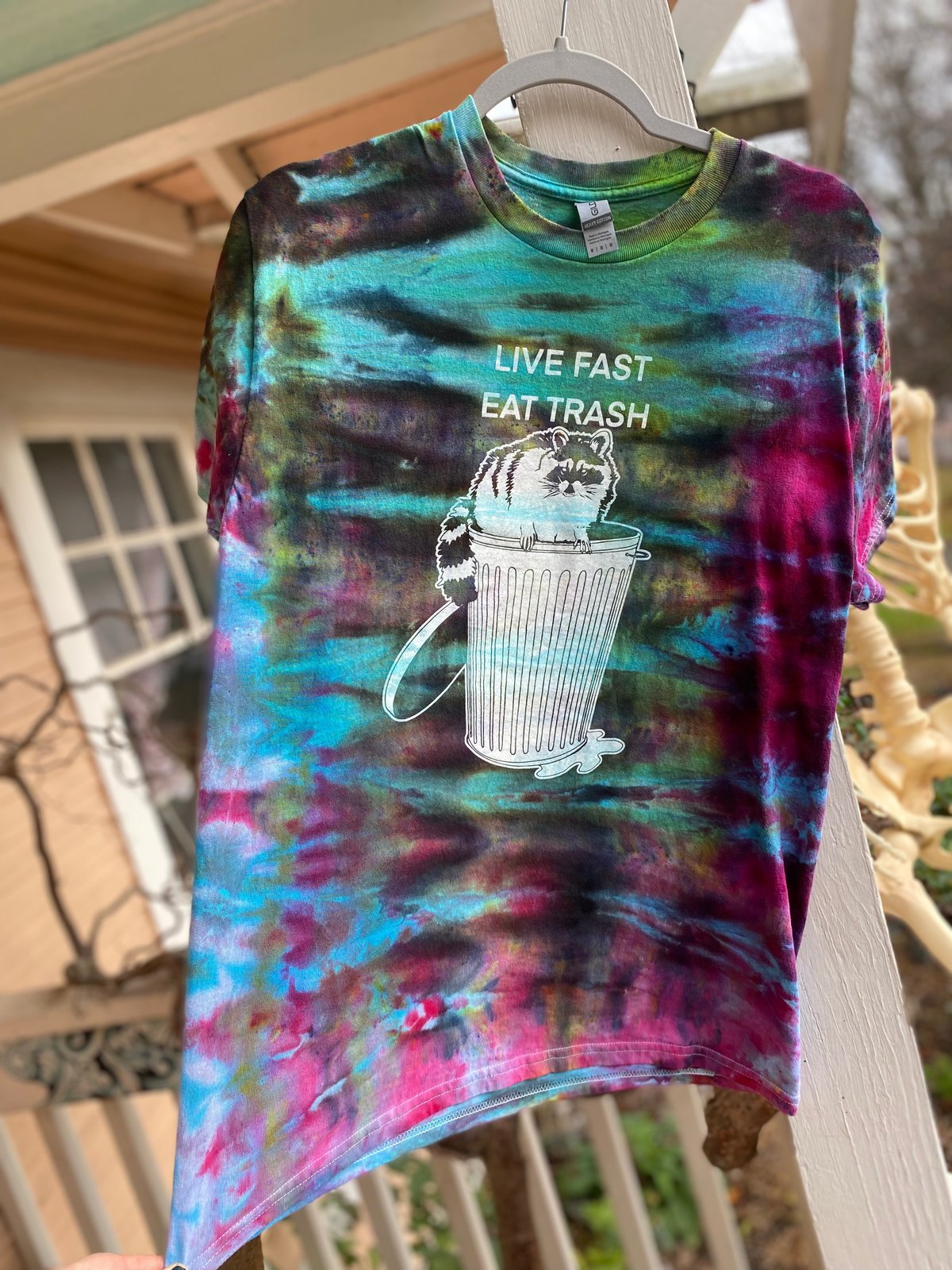 Image of MEDIUM Live Fast Eat Trash Tie Dye Shirt 2