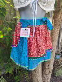 Image 1 of Boho slip skirt red and turquoise 6-12 uk