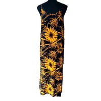 Image 5 of Vintage Black and Yellow Tropical Floral Print Maxi Dress with Spaghetti Straps - Size L 