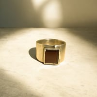 Image 2 of Chunky Square Glass Ring- Brown