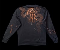 Image 2 of “BRIDE OF FRANKENSTEIN” CUSTOM ONE OF A KIND BLEACH PAINTED SWEATSHIRT SIZE MEDIUM