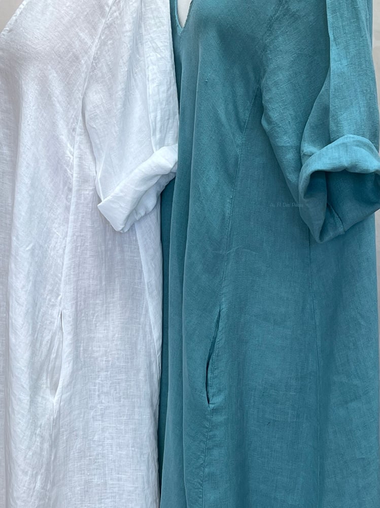 Image of Robe En Lin Alizé Aqua Sea