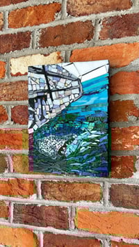 Image 4 of Shark Stained Glass Mosaic 10x13 in with frame