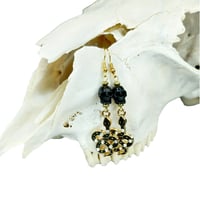 Image 1 of Skull Bead + Rhinestone Snake Earrings