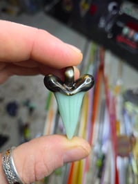 Image 2 of Electrum/mint glass shark tooth pendant 