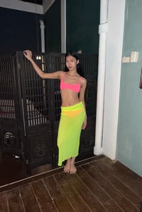 Image 1 of Long Mesh Dress - Neon Green