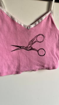 Image 2 of S/M - scissor pink crop tank 