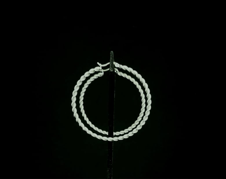 Image of Silver Twisted XL Pierced Hoops 