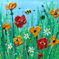 Image 1 of Poppies and Bee
