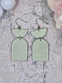 Image 3 of Embossed Mint Arch Earrings