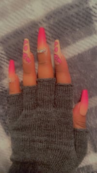 Image 4 of Nail - Long (Hot Pink Design)