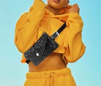 Black Bling Envelope Belt Bag / Crossbody Bag