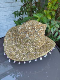 Image 3 of Dolly cowboy hat - recycled sari fabric Gold & Silver