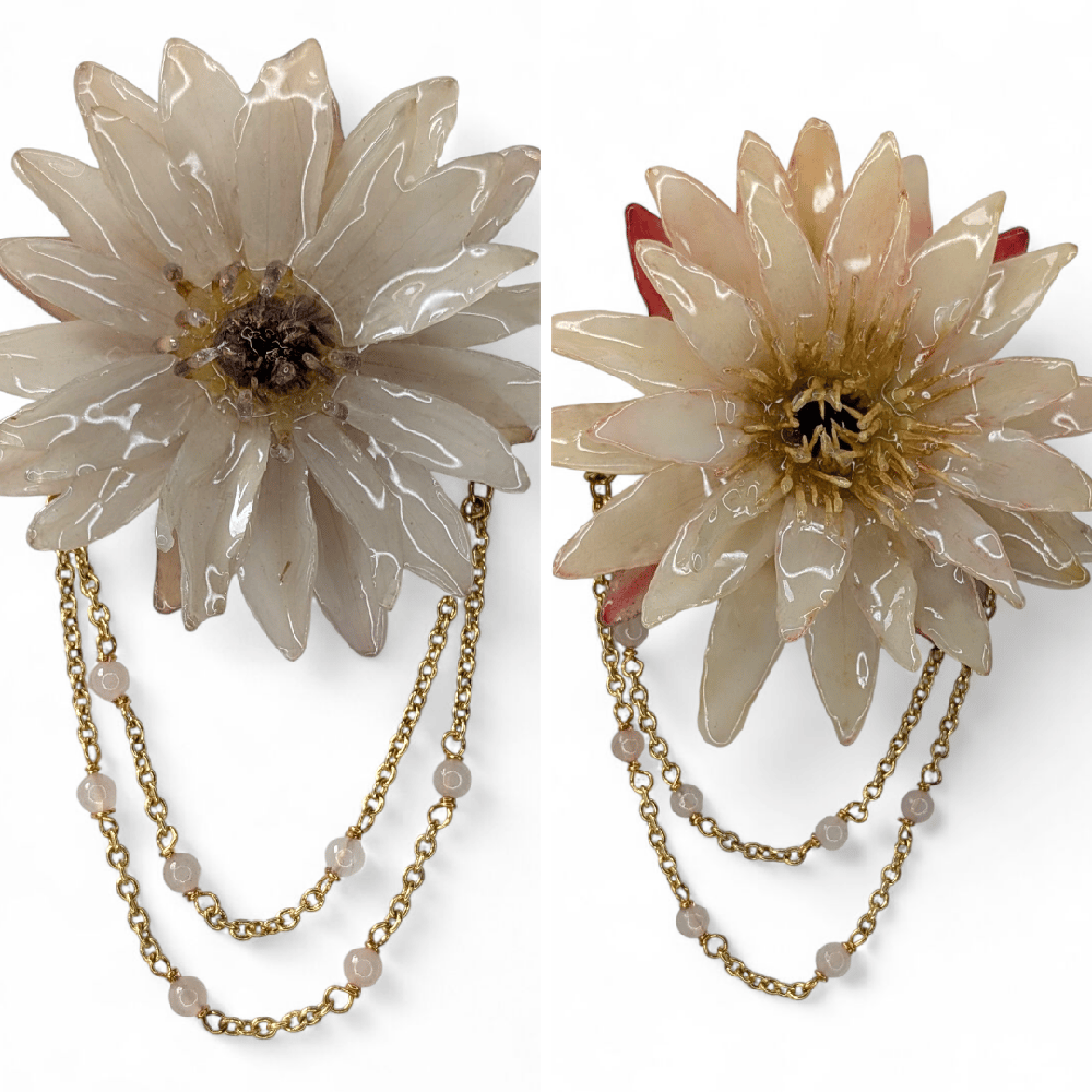 Image of Waterlily & Rose Quartz Brooch