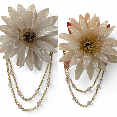 Image of Waterlily & Rose Quartz Brooch