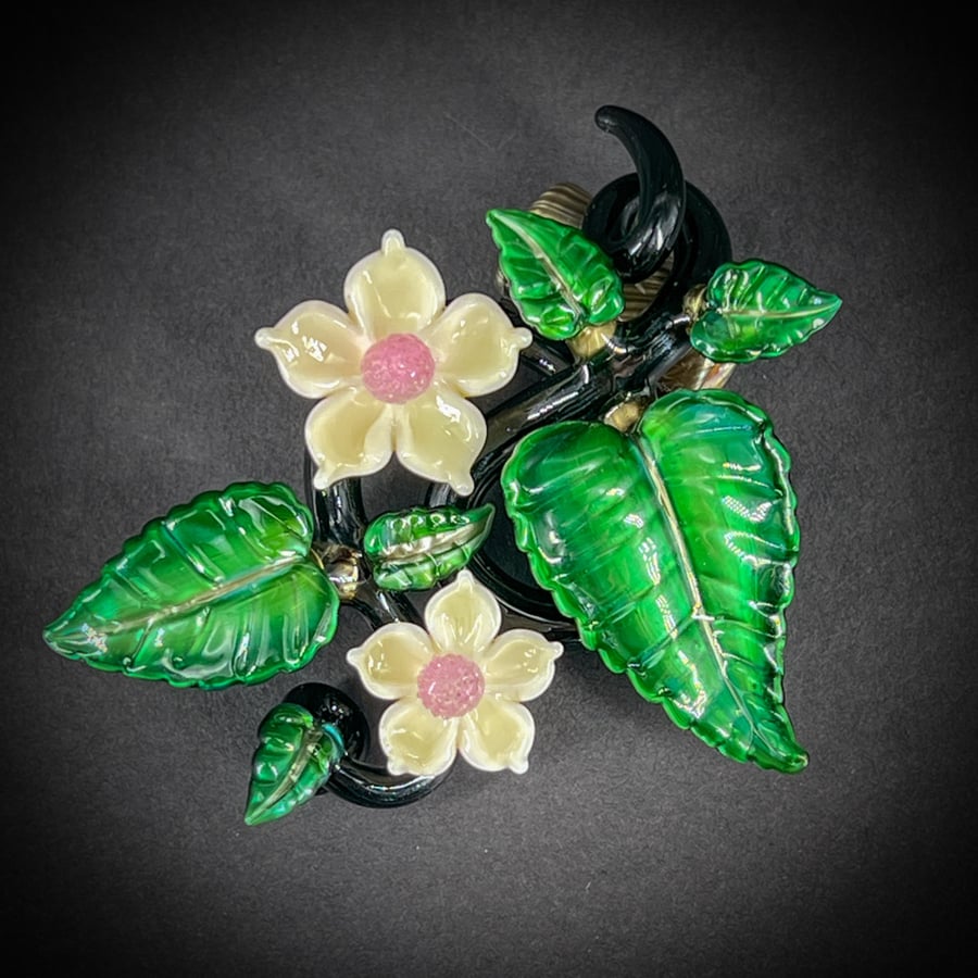 Image of Peach & Emerald Spring Flower Vine Pendant