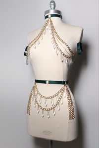 Image 2 of ✨ VERY LIMITED EDITION ✨ Bust Harness With Chains And Glass Pendants In Gold Color 