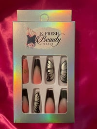 Nails - Long (Black Butterfly Design)