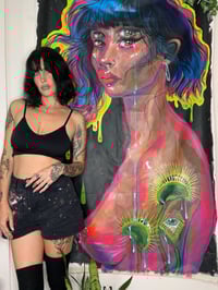Image 3 of “BOTANICAL BABE” ORIGINAL PAINTING ON UNSTRETCHED CANVAS 5ftx3ft