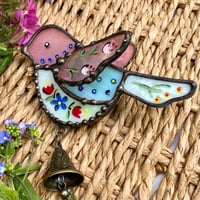 Image 3 of Pink & Green Folk Style Bird Suncatcher 