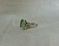 Image 1 of Cornflower Blue Sea Glass Ring on Hammered Band size Q