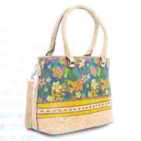 Image 2 of LINA CORK EVERYDAY LASER CUT HANDBAG with STRAPS HIBISCUS