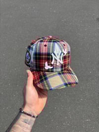 Image 1 of PLAID NEW YORK YANKEES CUSTOM FITTED CAP (BIRTH YEAR)