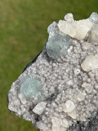 Image 7 of Green Fluorite On Druzy Quartz With UV Dog Tooth Calcite #2225
