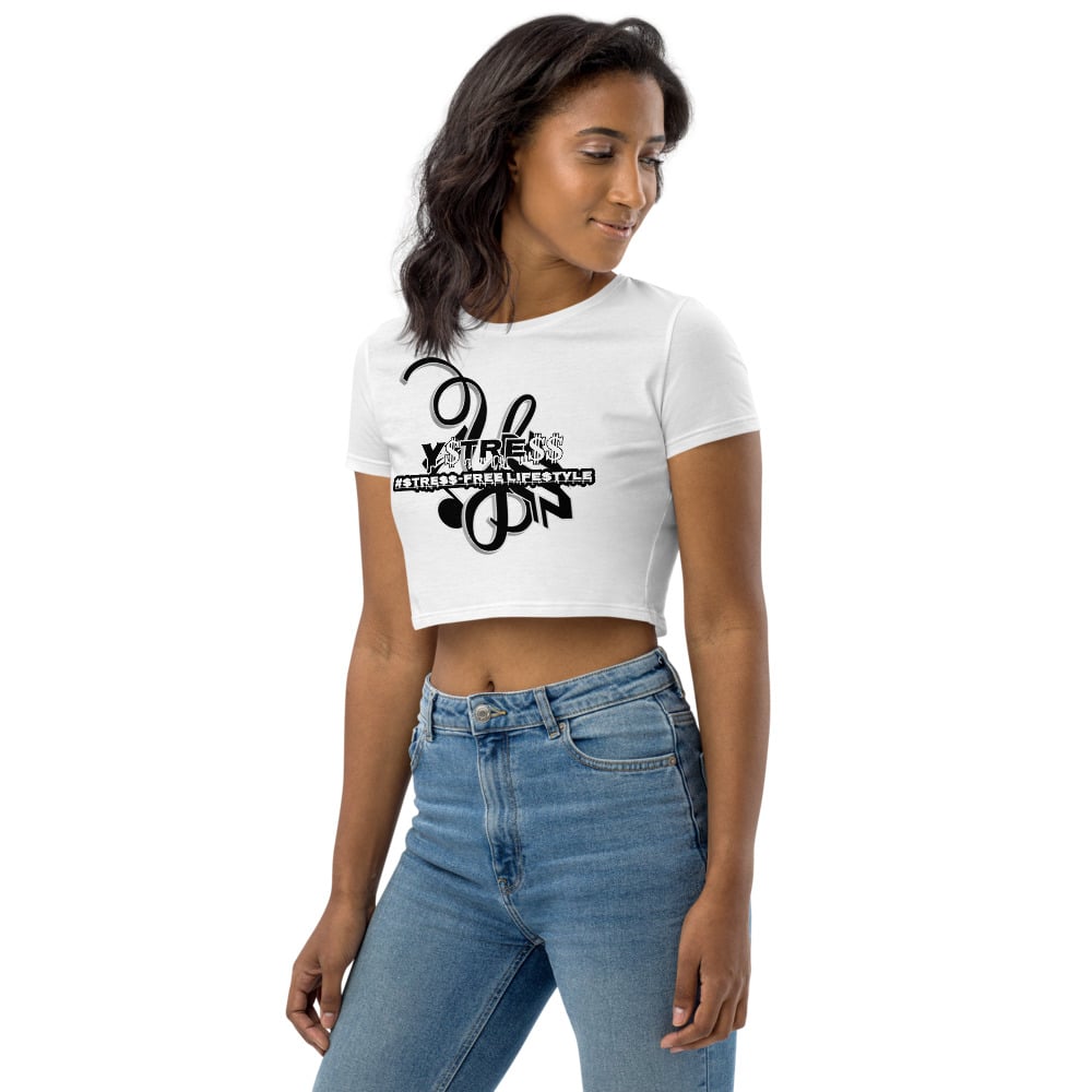 Image of YSDB Exclusive Women's White and Black Organic Crop Top
