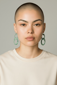 Image 2 of Sterling Silver and Crackled Green Enamel Quay Chain Earrings