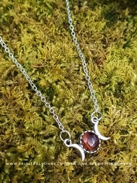 Image 2 of Dainty triple moon necklace in red Tigers eye crystal 