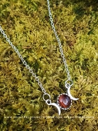 Image 2 of Dainty triple moon necklace in red Tigers eye crystal