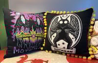 Image 1 of Upcycled “MOTHMAN” tour van t-shirt pillows