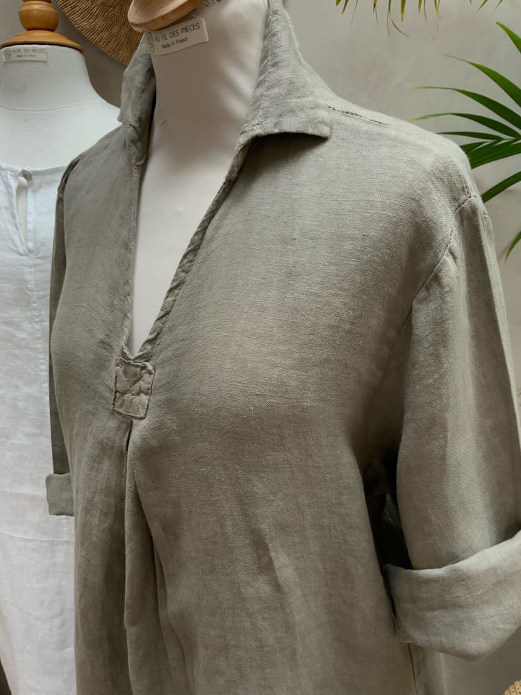 Image of Robe En Lin Daphné Taupe