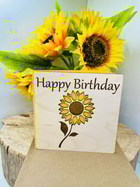 Image 1 of Wooden Sunflower Birthday Card
