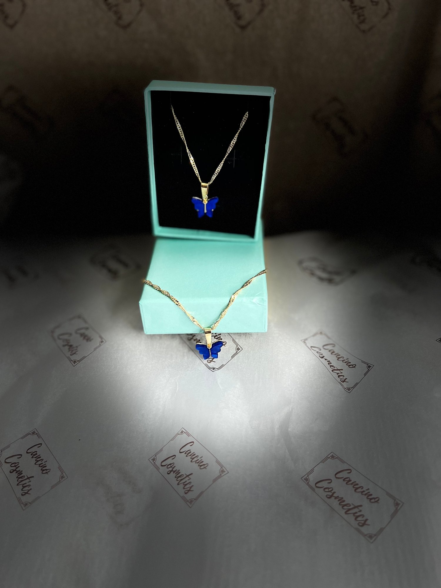 Image of BLUE BUTTERFLY CHARM NECKLACE