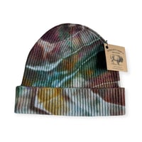 Image 1 of Adult Knit Cuff Beanie in Earthy Geode Ice Dye