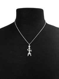 Image 1 of .925 Silver Native American Tribal Figure Pendant Necklace