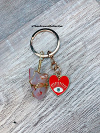 Image 1 of Custom Healing Crystal and Evil Eye Keychain 