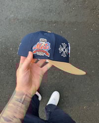 Image 4 of  MULTI TONE BEIGE/NAVY NEW YORK METS CUSTOM FITTED CAPS